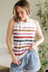 Artistic Brushstroke Stripe Sleeveless Round Neck Tank