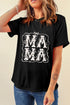 Artistic Floral Embellished Mama Graphic Print Tee Shirt