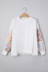 Artistic Mixed Print Floral Dot Patchwork Sleeve Sweatshirt