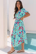 Artistic Muse Abstract Print Puff Sleeve Tiered Maxi Dress