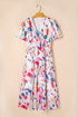 Artistic Muse Abstract Print Puff Sleeve Tiered Maxi Dress