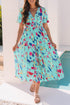 Artistic Muse Abstract Print Puff Sleeve Tiered Maxi Dress