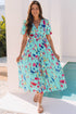 Artistic Muse Abstract Print Puff Sleeve Tiered Maxi Dress