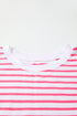 Artsy Stripe Mixed Pattern Patchwork Uneven Hem Loose Casual Cotton Tee