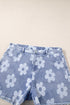 Ashleigh Blue Floral Pattern High Waist Raw Hem Plus Size Denim Shorts
