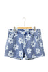 Ashleigh Blue Floral Pattern High Waist Raw Hem Plus Size Denim Shorts