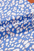 Ashleigh Blue Leopard Print Spot Contrast V Neck Half Puff Sleeve Shirt