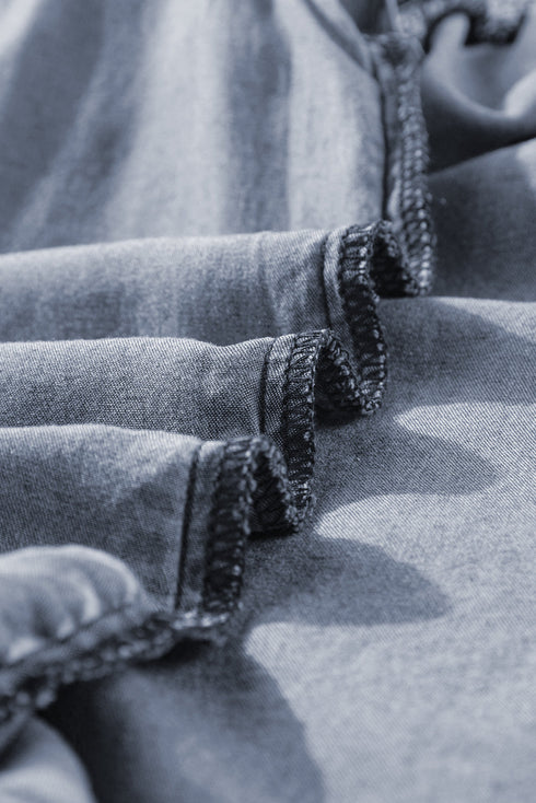 Ashleigh Blue Ruffled Shirred Neckline Sleeveless Denim Tank Top