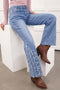 Ashleigh Embroidered Western Print Flare Leg Full Length Jeans
