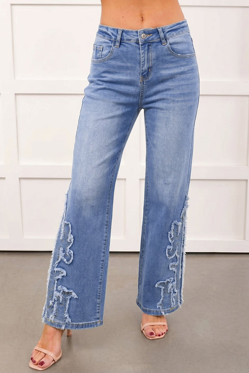 Ashleigh Embroidered Western Print Flare Leg Full Length Jeans