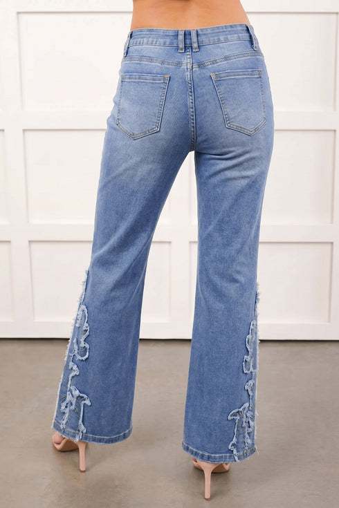 Ashleigh Embroidered Western Print Flare Leg Full Length Jeans