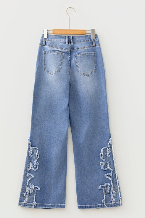 Ashleigh Embroidered Western Print Flare Leg Full Length Jeans