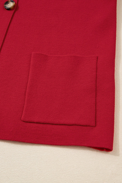 Asymmetric Button Stand Collar Wrapped Knit Cardigan