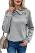 Asymmetric Buttons Detail High Neck Textured Sweatshirt