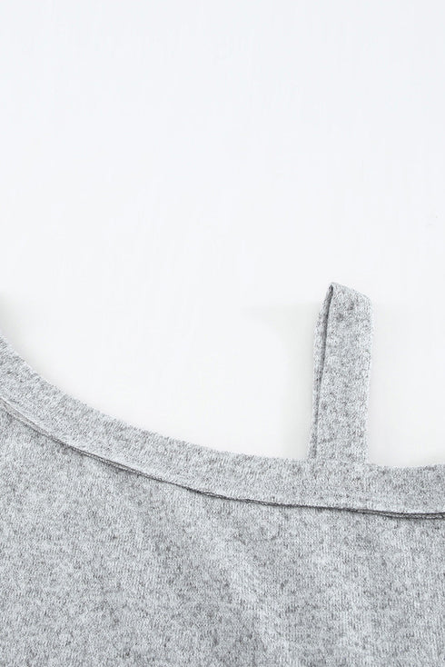 Asymmetric Dew Shoulder Long Sleeve Top