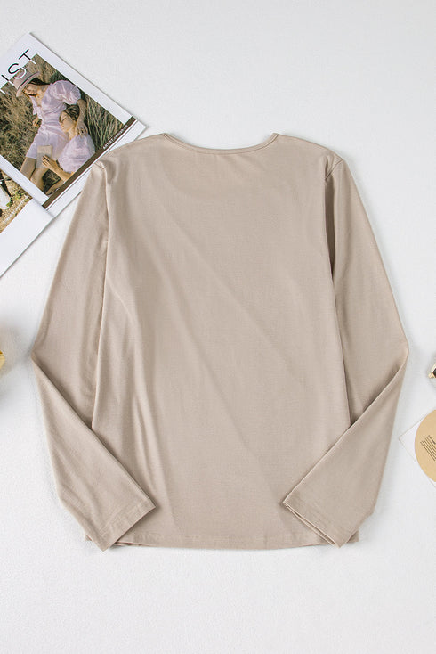 Asymmetric Exposed Seam Detail Drop Shoulder Crew Neck Pullover Top