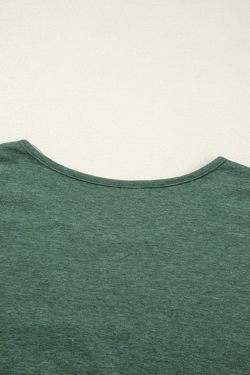 Asymmetric Exposed Seam Detail Drop Shoulder Crew Neck Pullover Top