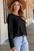 Asymmetric Exposed Seam Detail Drop Shoulder Crew Neck Pullover Top