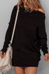 Asymmetric Neck Batwing Sleeve Shift Mini Sweater Dress