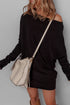 Asymmetric Neck Batwing Sleeve Shift Mini Sweater Dress