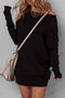 Asymmetric Neck Batwing Sleeve Shift Mini Sweater Dress