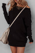 Asymmetric Neck Batwing Sleeve Shift Mini Sweater Dress
