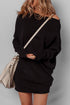 Asymmetric Neck Batwing Sleeve Shift Mini Sweater Dress