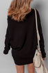 Asymmetric Neck Batwing Sleeve Shift Mini Sweater Dress