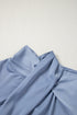 Asymmetric Pleated Turtleneck Bell Sleeve Satin Blouse