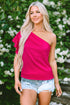 Asymmetric Ruffle Sleeve Smooth Satin Finish Elegant Blouse