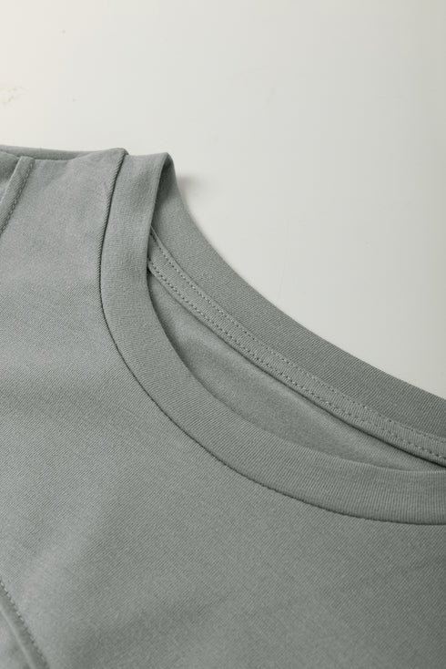 Asymmetric Seam Detail Short Sleeve Knit Top