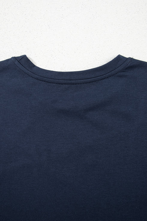 Asymmetric Seam Detail Short Sleeve Knit Top