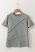 Asymmetric Seam Detail Short Sleeve Knit Top