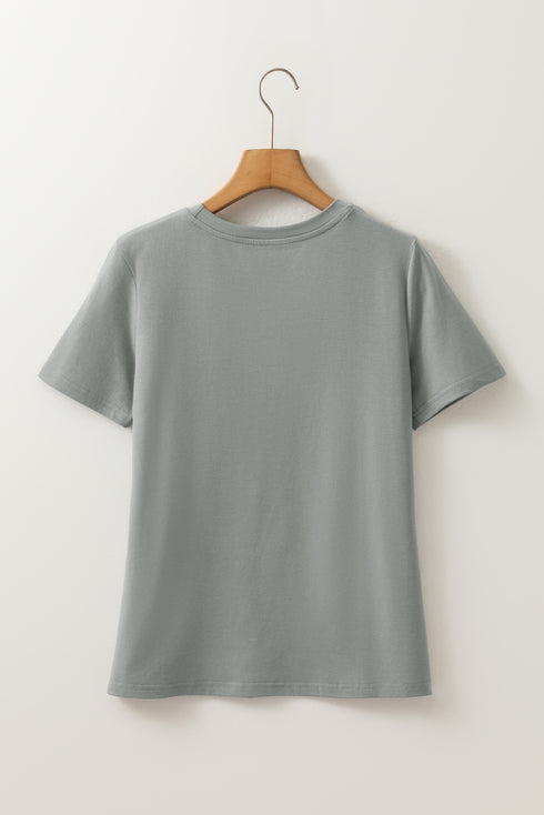Asymmetric Seam Detail Short Sleeve Knit Top
