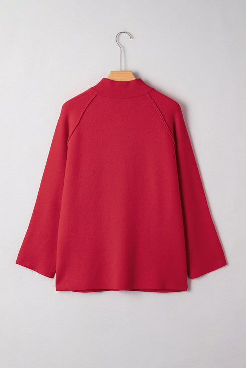 Asymmetrical Button Funnel Neck Pocketed Jacket