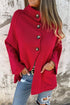 Asymmetrical Button Funnel Neck Pocketed Jacket