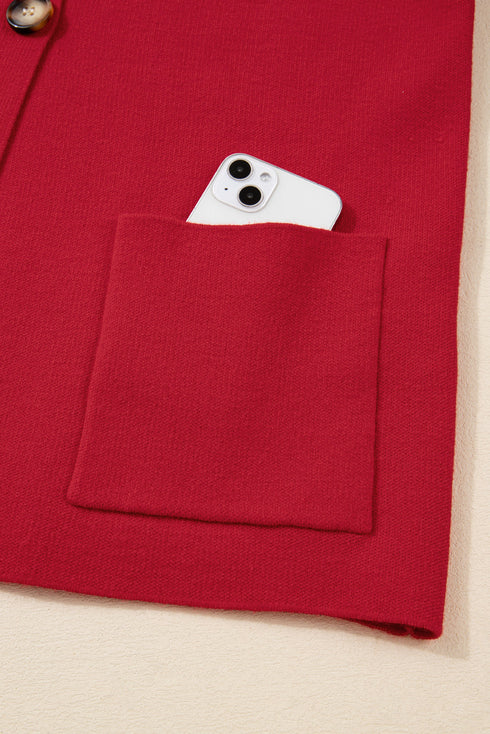 Asymmetrical Button Funnel Neck Pocketed Jacket