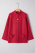 Asymmetrical Button Funnel Neck Pocketed Jacket