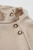 Asymmetrical Button Neck Geometric Textured Knit Pullover