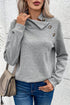Asymmetrical Button Neck Geometric Textured Knit Pullover