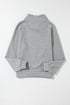 Asymmetrical Button Neck Geometric Textured Knit Pullover