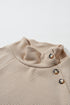 Asymmetrical Button Neck Geometric Textured Knit Pullover