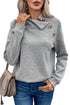 Asymmetrical Button Neck Geometric Textured Knit Pullover