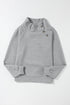 Asymmetrical Button Neck Geometric Textured Knit Pullover
