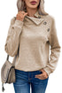 Asymmetrical Button Neck Geometric Textured Knit Pullover