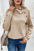 Asymmetrical Button Neck Geometric Textured Knit Pullover