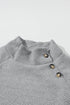 Asymmetrical Button Neck Geometric Textured Knit Pullover