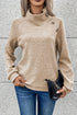Asymmetrical Button Neck Geometric Textured Knit Pullover