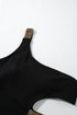 Asymmetrical Chain Detail Textured Cutout One Piece Swimsuit