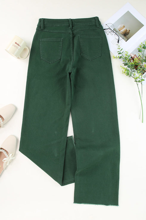 Asymmetrical Crossed Waist Raw Hem Shift Denim Jeans